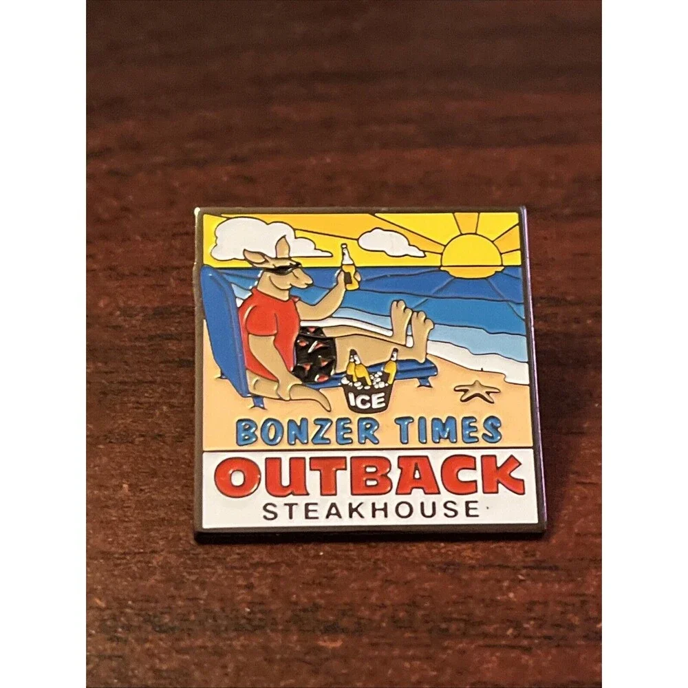 Outback Steakhouse Bonzer Times Kangaroo Beach Ice‎ Cold Beer Lapel Hat Pin